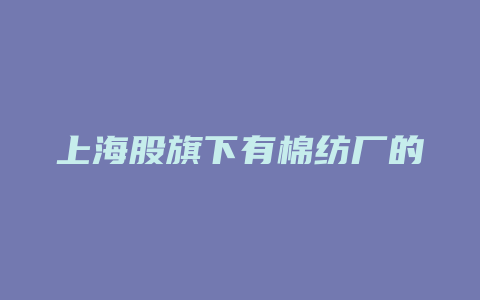 上海股旗下有棉纺厂的股票
